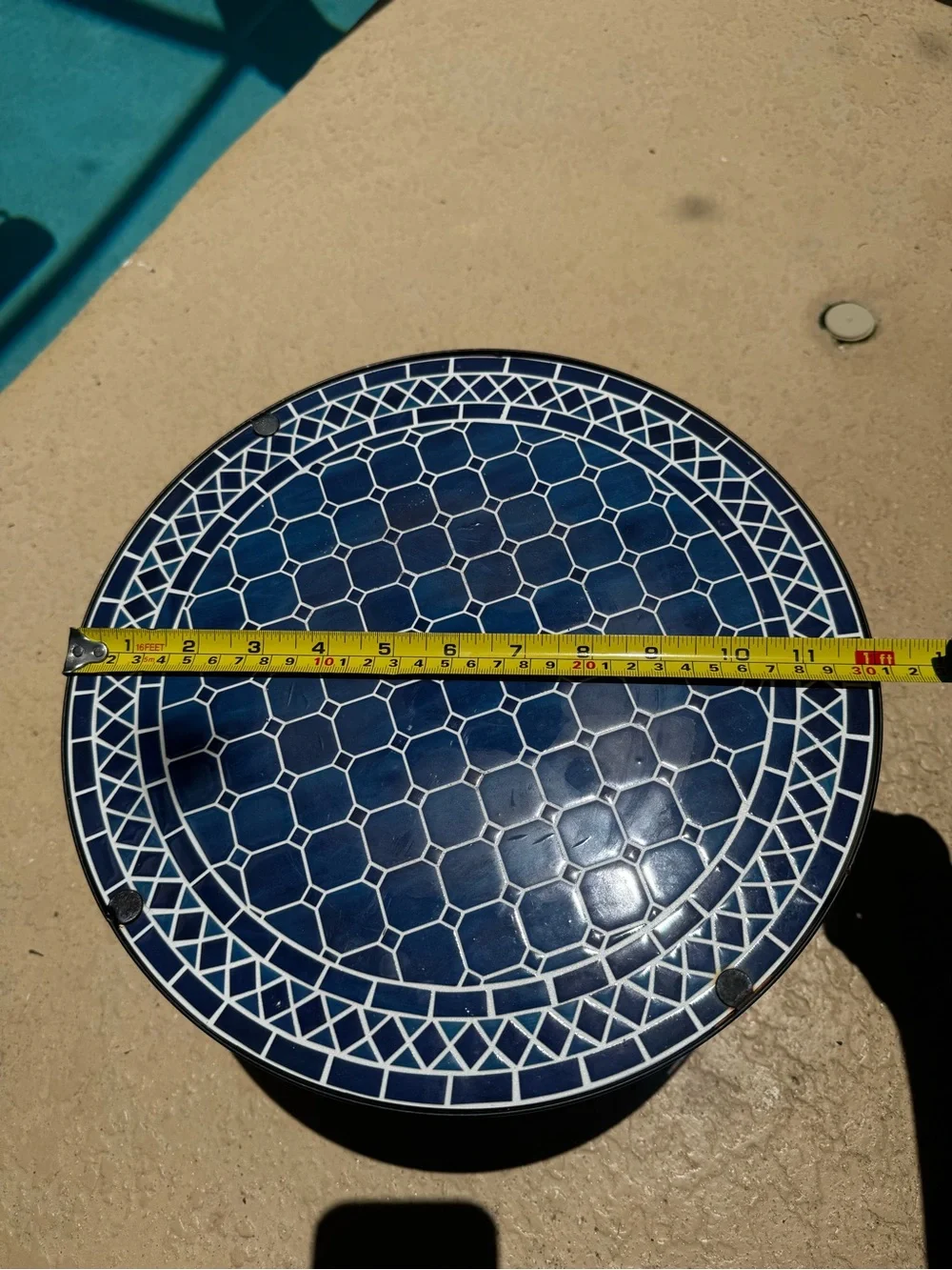 Round Blue Mosaic Plant Stand/ Riser